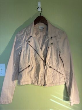 LOFT Rose Pink Cropped Moto Jacket